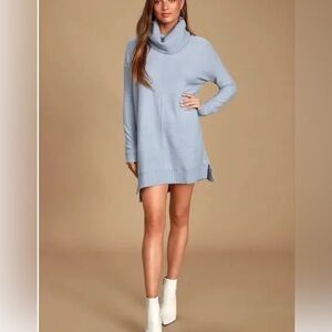 Lulus Periwinkle Turtleneck Sweater Dress